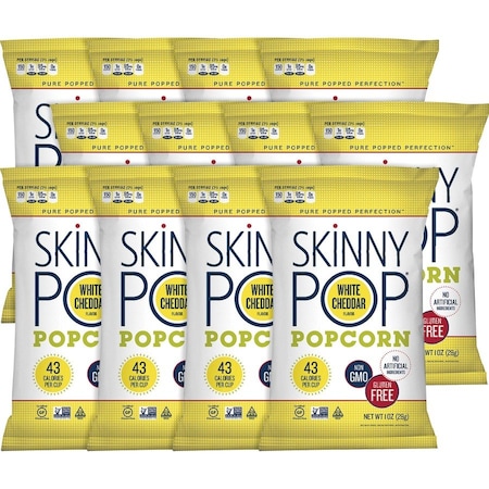 Skinnypop Popcorn, White Cheddar, Ready To Eat, 1 oz, 12 PK PCN00443